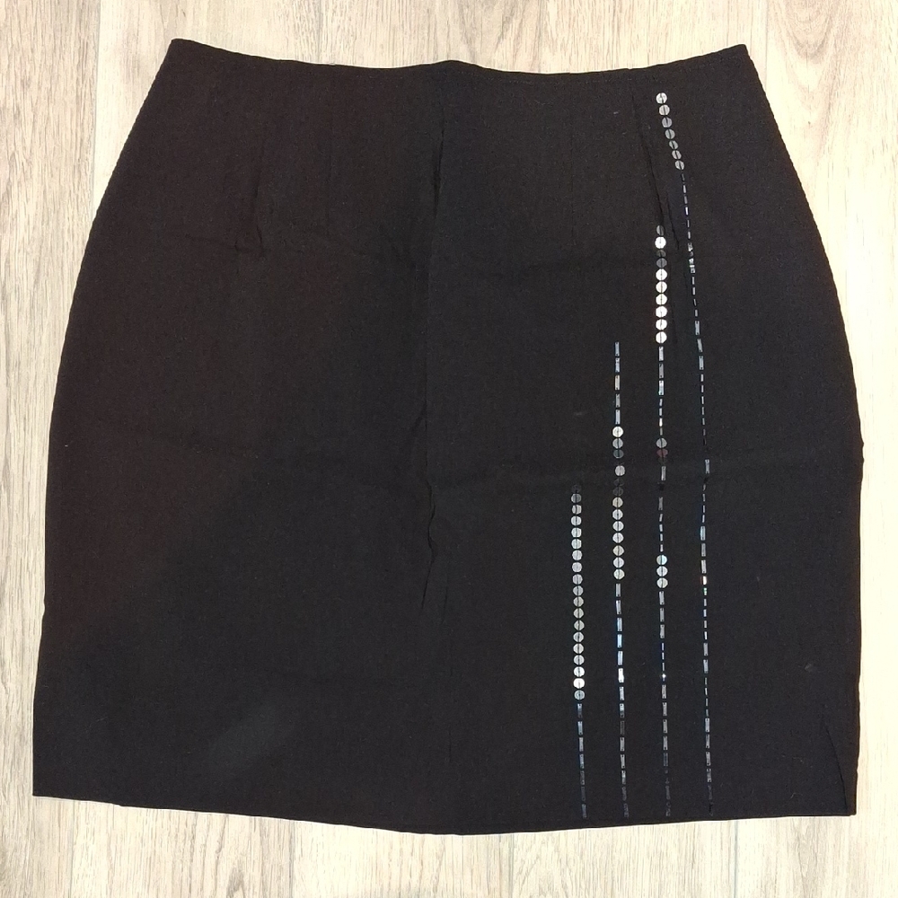 NWT Vintage Venezia Black Pencil Skirt with Sequin Accents